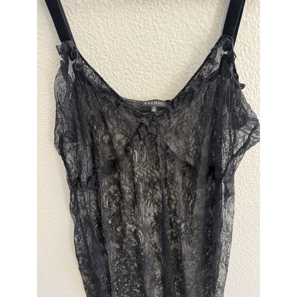 PREMME Women's Plus Size Black Lace Lingerie Mini Dress Slip Size 3X Velvet - Picture 3 of 11